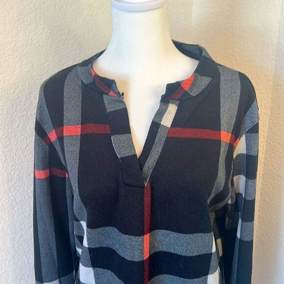 Women's Lildy Plaid Long Button Sleeve Tunic ~ Size L /XL - Picture 2 of 6